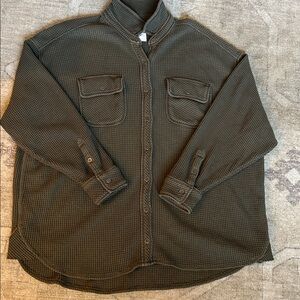 Aerie Lumber Jane Button Down Olive Green Size Small
